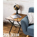 Criss Cross Industrial Pipe End Table, Black