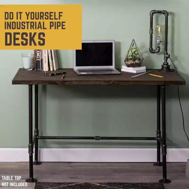 Industrial H-Frame Steel Pipe Desk