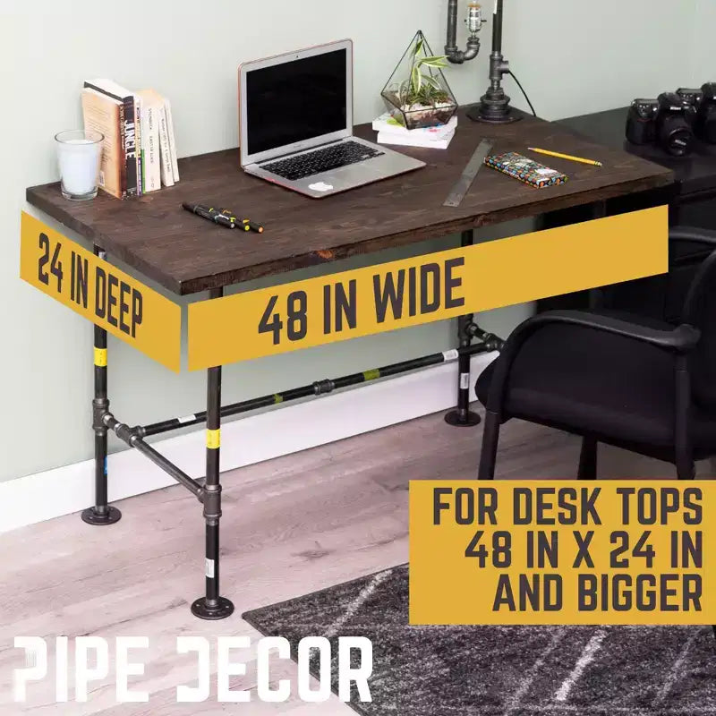 Industrial H-Frame Steel Pipe Desk