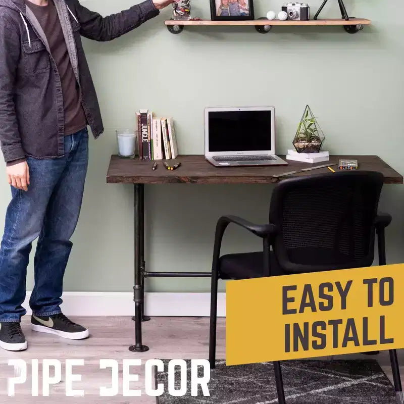 Industrial H-Frame Steel Pipe Desk
