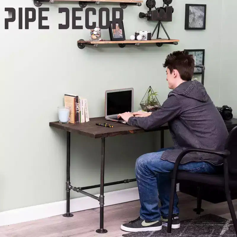 Industrial H-Frame Steel Pipe Desk