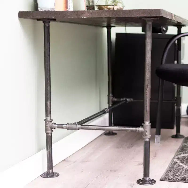 Industrial H-Frame Steel Pipe Desk