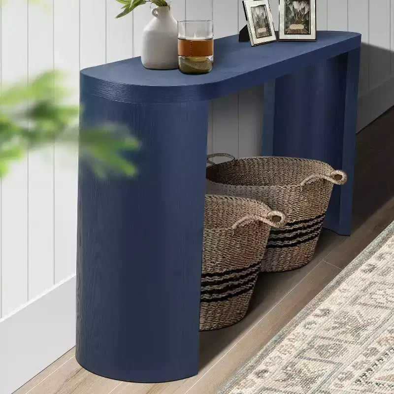 60-Inch Minimalist Entryway Console Table with Curved Legs and Thick Tabletop