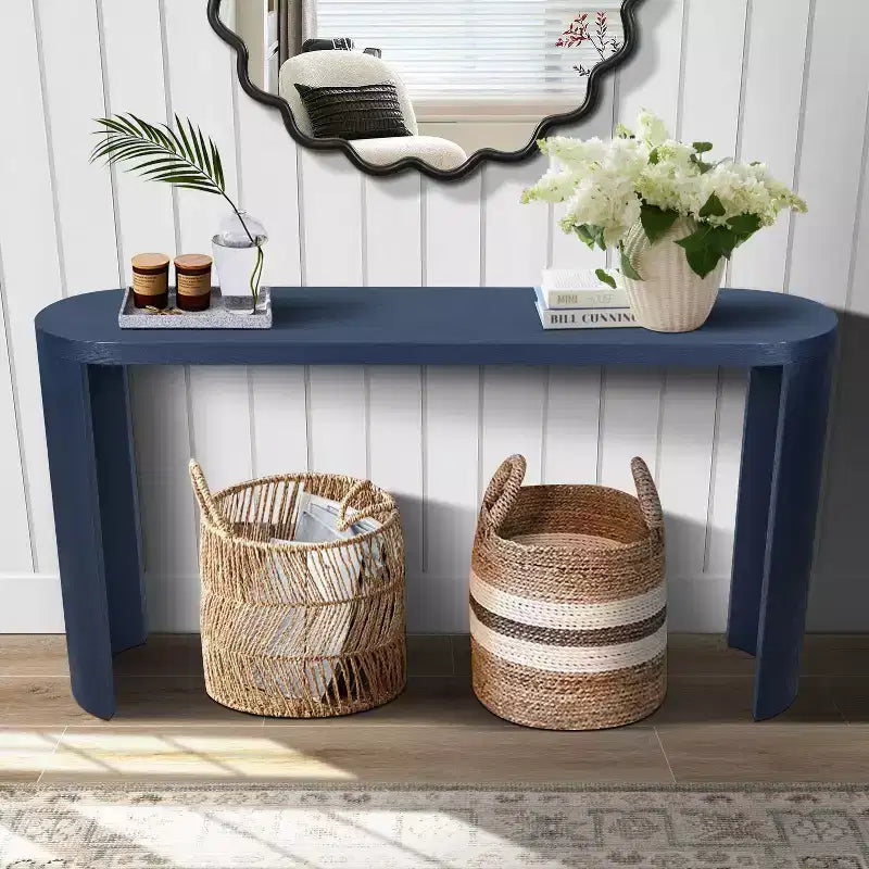 60-Inch Minimalist Entryway Console Table with Curved Legs and Thick Tabletop