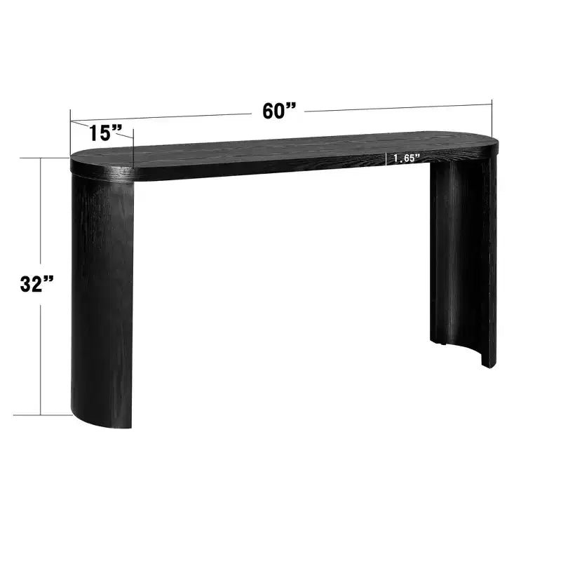 60-Inch Minimalist Entryway Console Table with Curved Legs and Thick Tabletop
