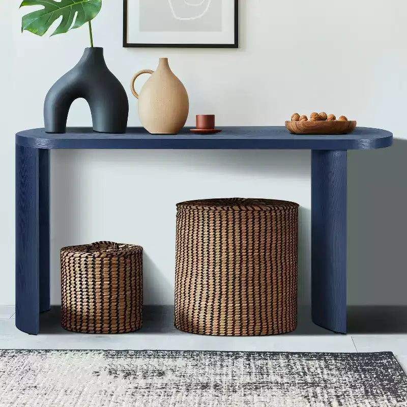 60-Inch Minimalist Entryway Console Table with Curved Legs and Thick Tabletop