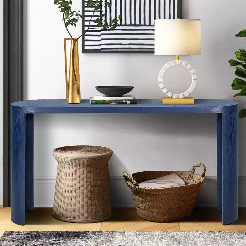 60-Inch Minimalist Entryway Console Table with Curved Legs and Thick Tabletop