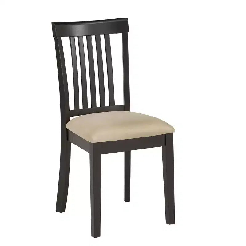 Kensington Black Wood Beige Microfiber Mission Back Dining Chairs (Set of 2) - Black/Beige - iNSPIREQ