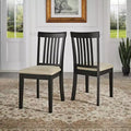 Black Wood Beige Microfiber Mission Back Dining Chairs (Set of 2)
