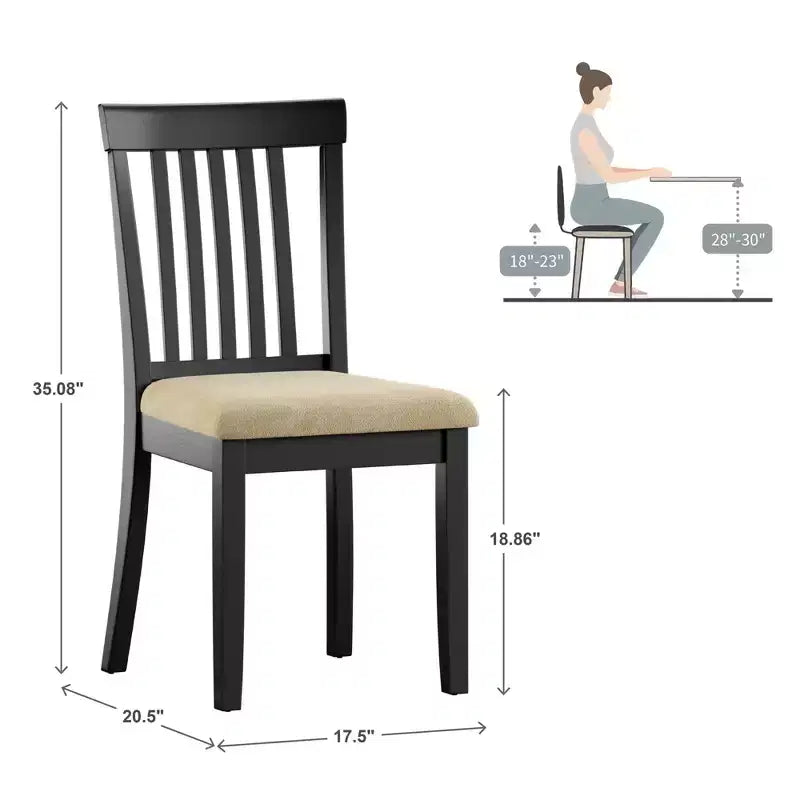 Kensington Black Wood Beige Microfiber Mission Back Dining Chairs (Set of 2) - Black/Beige - iNSPIREQ