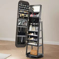 360 Swivel Jewelry Cabinet with Full-Length Mirror, 63-Inch, Black