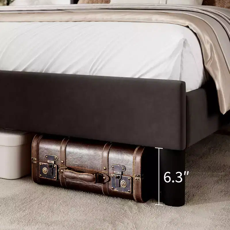 Queen Size Velvet Upholstered Platform Bed Frame, Channel Tufted Wingback Headboard