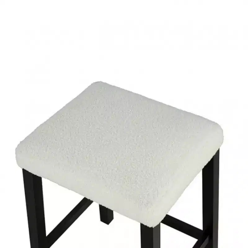 3-Piece High Gloss Dining Set with USB Charging Ports and Boucle Upholstered Stools