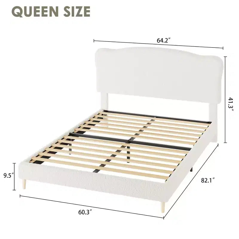 Upholstered Platform Bed Frame for Kids ,Cute soft or Boucle Headboard