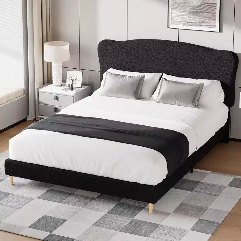 Upholstered Platform Bed Frame for Kids ,Cute soft or Boucle Headboard