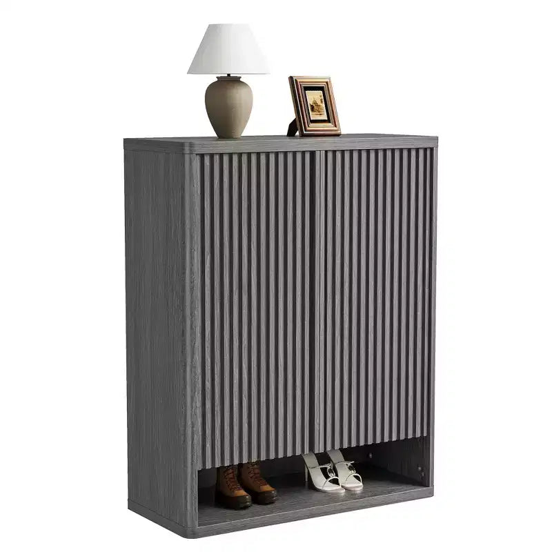 Modern Wooden Shoe Cabinet 31.5 with Adjustable Shelves, Fluted Door  Large Entryway Shoe Organizer, Holds 2530 Pairs, for Hallway or Living Room