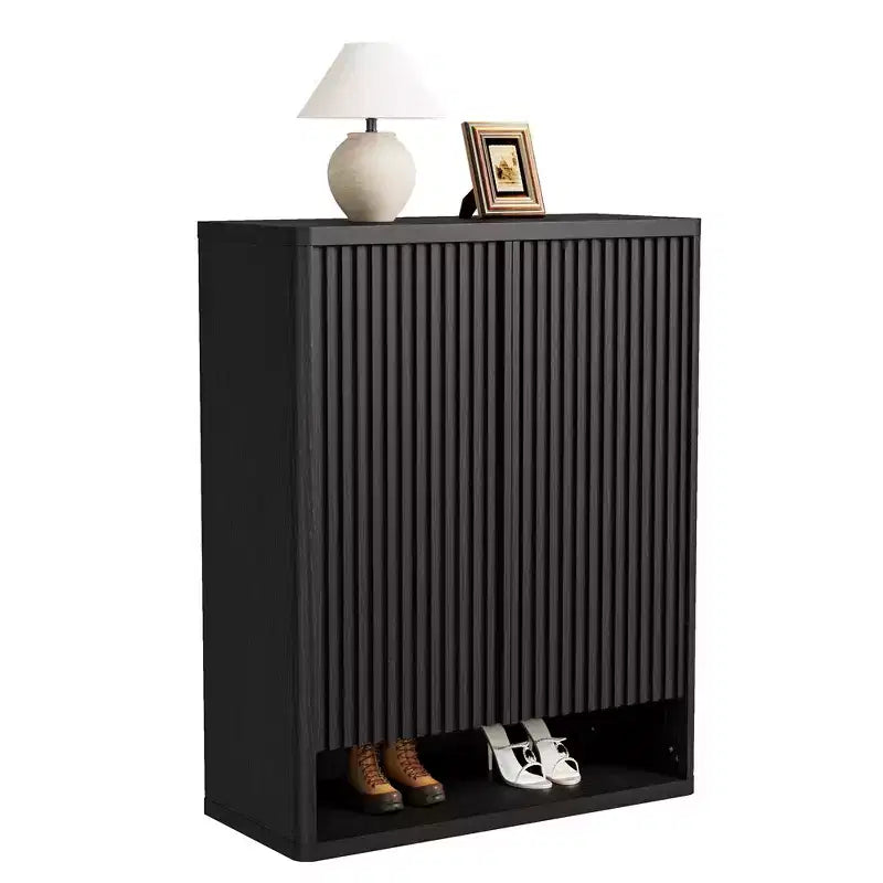 Modern Wooden Shoe Cabinet 31.5 with Adjustable Shelves, Fluted Door  Large Entryway Shoe Organizer, Holds 2530 Pairs, for Hallway or Living Room