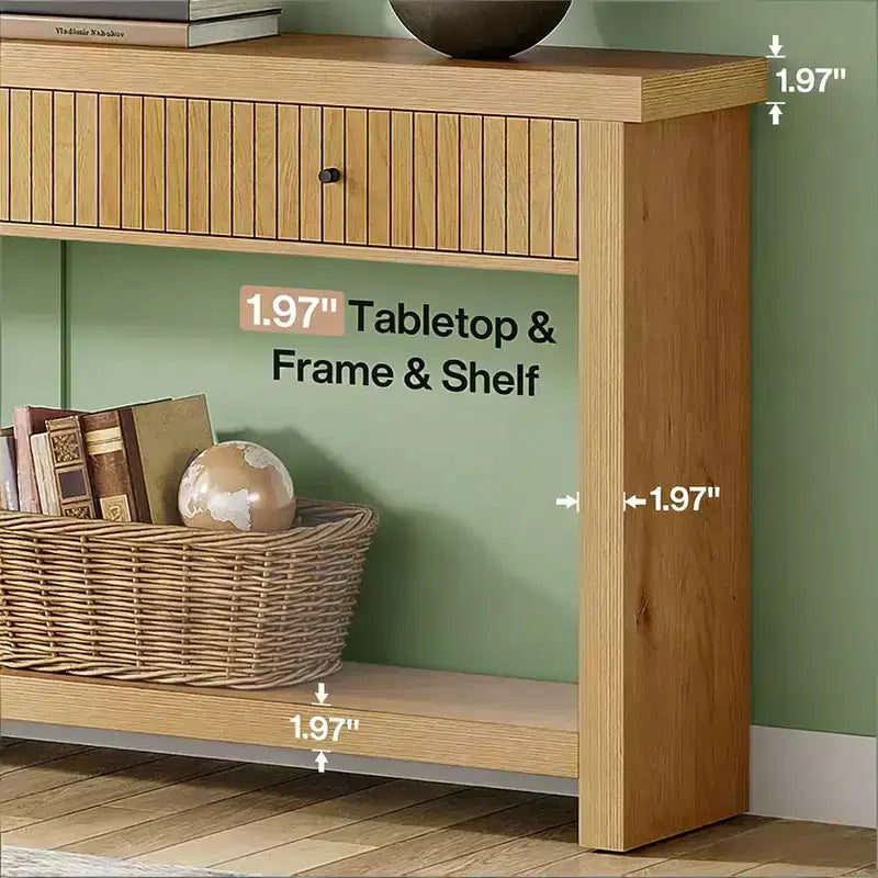 70-Inch Wood 3-Drawer Console Table, Japanese Minimalist Style