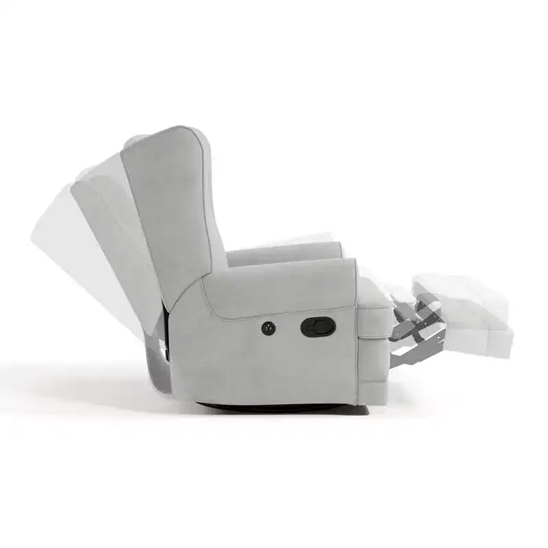 Wingback Upholstered Recliner Glider with USB Charging