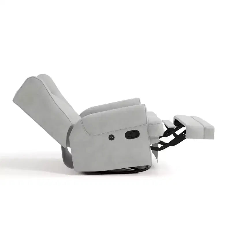 Wingback Upholstered Recliner Glider with USB Charging