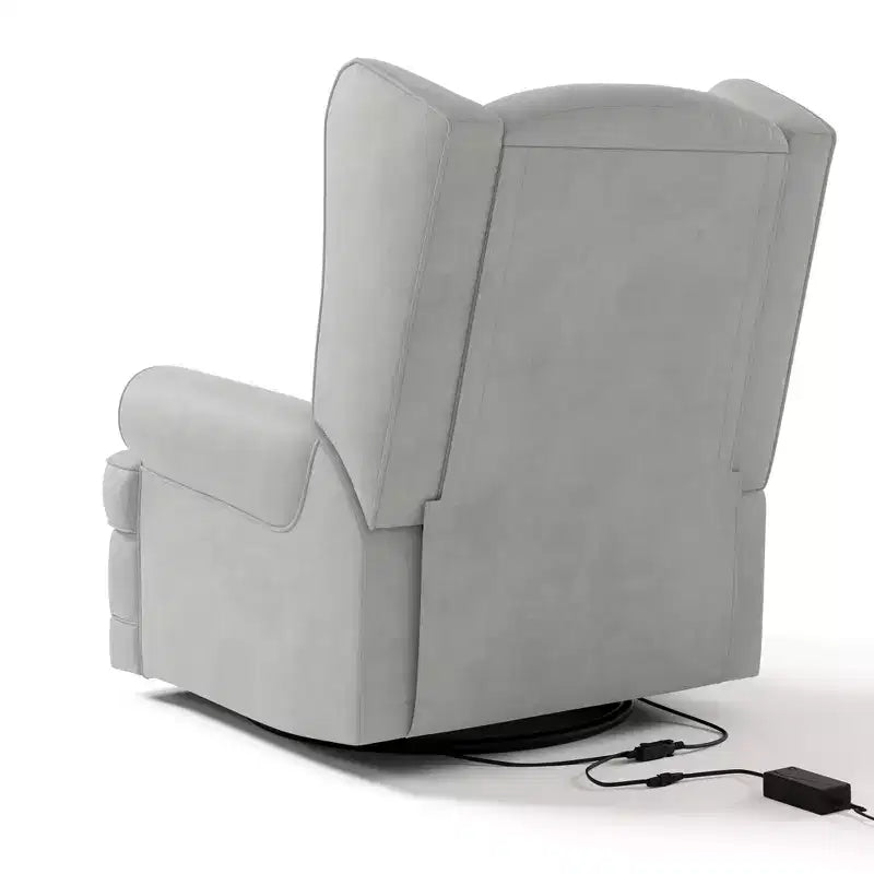 Wingback Upholstered Recliner Glider with USB Charging