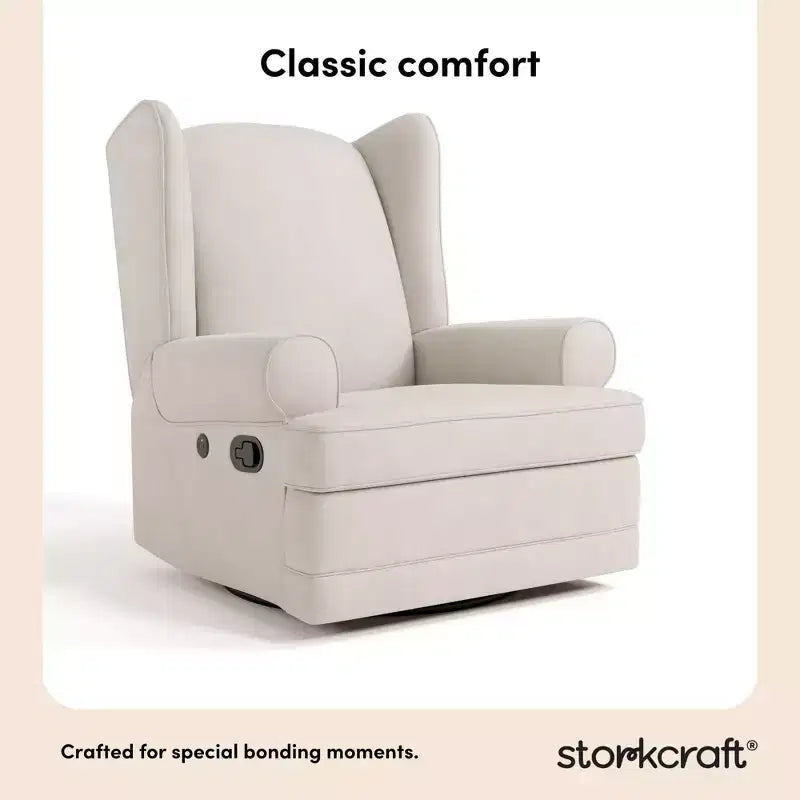 Wingback Upholstered Recliner Glider with USB Charging