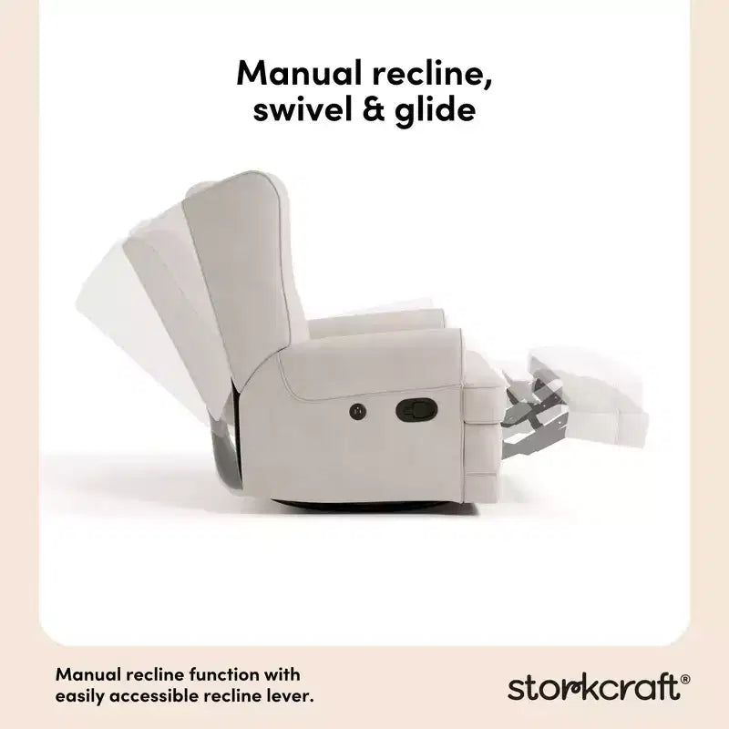 Wingback Upholstered Recliner Glider with USB Charging