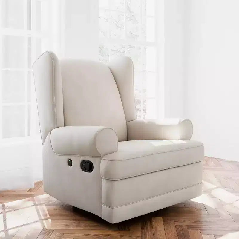 Wingback Upholstered Recliner Glider with USB Charging