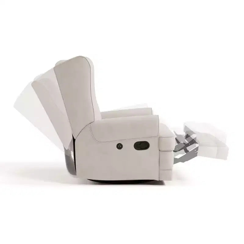 Wingback Upholstered Recliner Glider with USB Charging