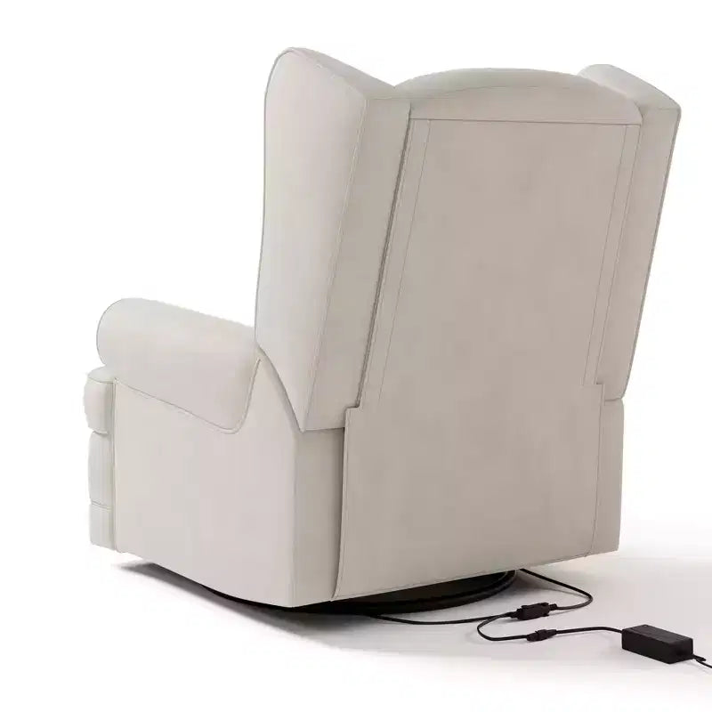 Wingback Upholstered Recliner Glider with USB Charging