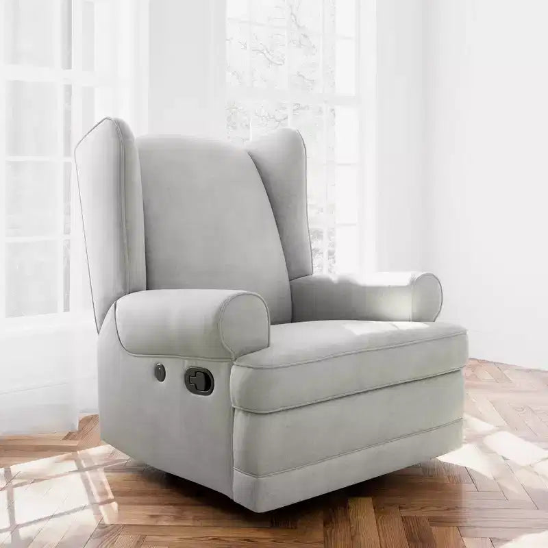 Wingback Upholstered Recliner Glider with USB Charging