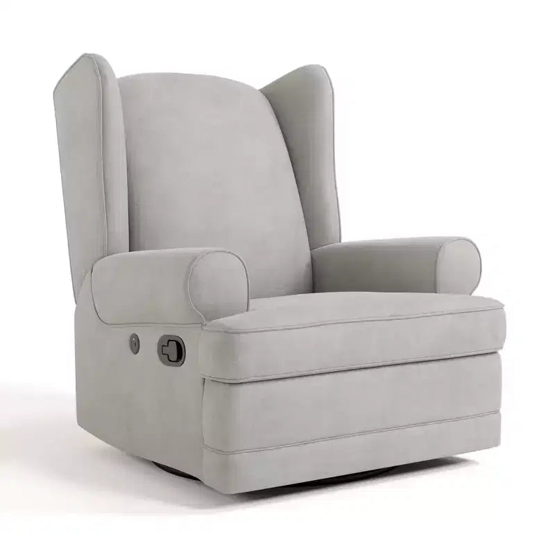 Wingback Upholstered Recliner Glider with USB Charging
