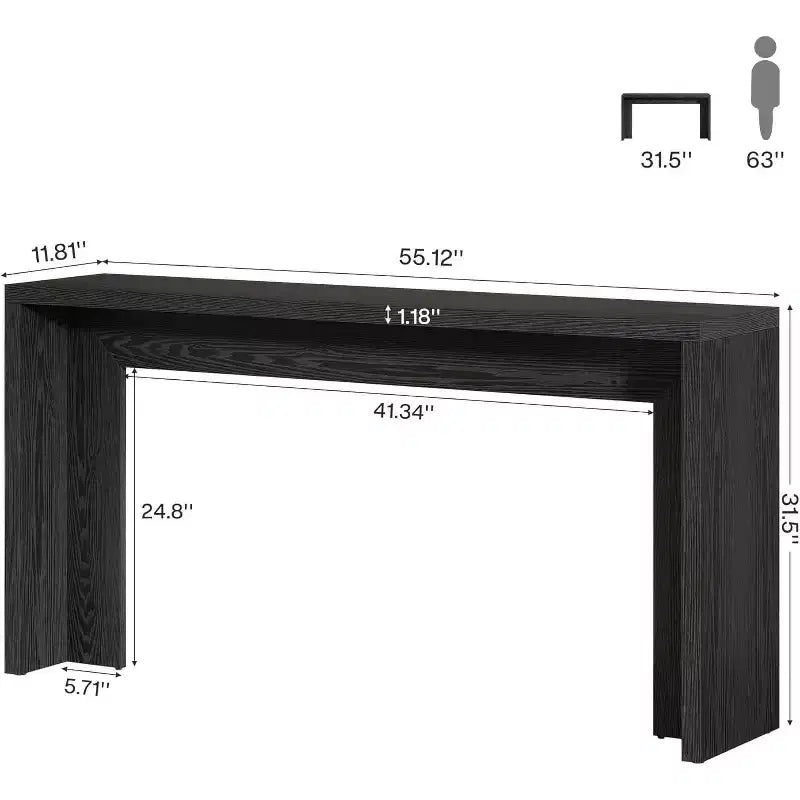 55-Inch Farmhouse Console Table with Storage, Black