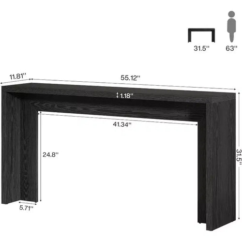 55-Inch Farmhouse Console Table with Storage, Black