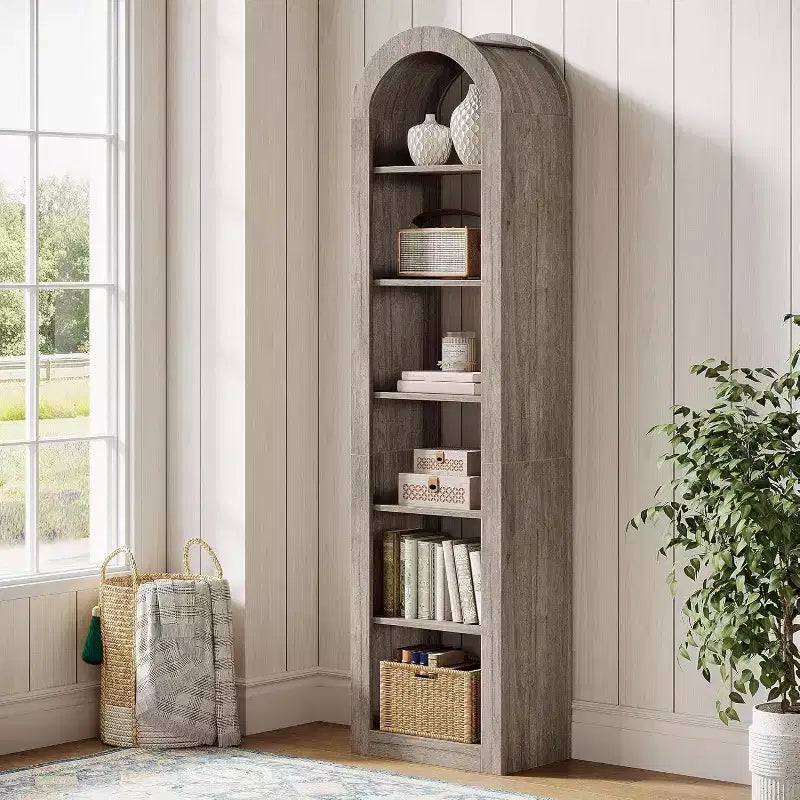 74.8-Inch Tall Arched Bookshelf