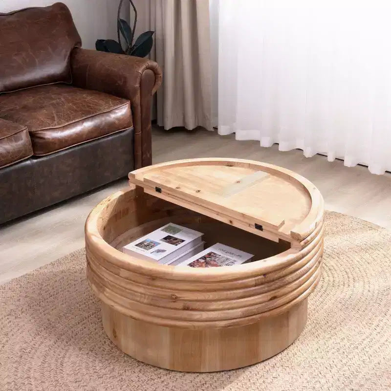Round Lift-Top Coffee Table with Hidden Storage