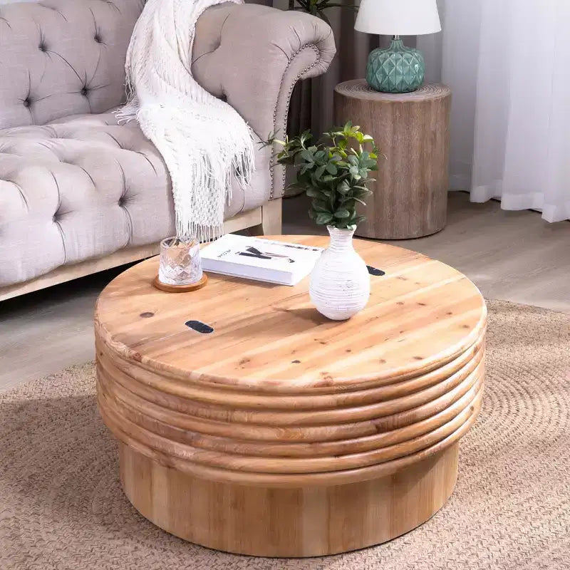 Round Lift-Top Coffee Table with Hidden Storage
