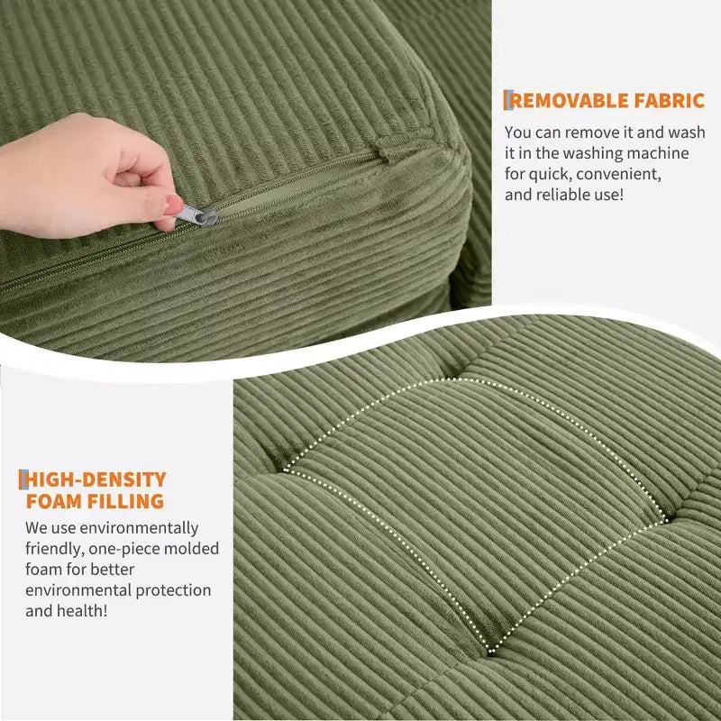 75x54.3 6 Tri-Foldable Foam Folding Mattress, Tufted Corduroy Sofa Bed Floor Guest Mattress, Portable Supportive for Home & Camping