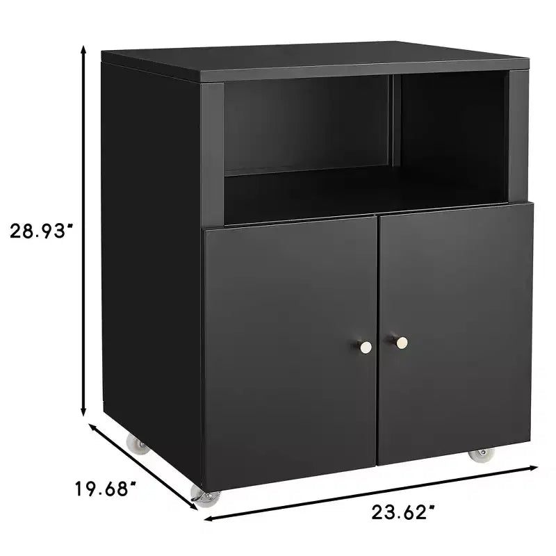 Heavy Duty Mobile Metal Printer Cabinet with 2 Doors & Storage Shelf, Under Desk Printer Stand, Rolling File Cabinet for Home Office,Garage, Workshop