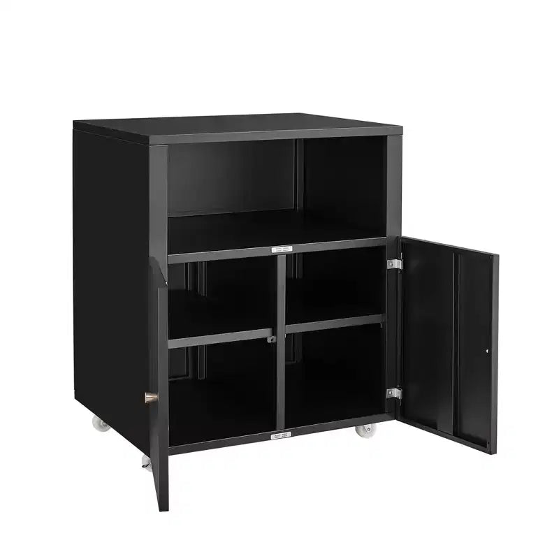 Heavy Duty Mobile Metal Printer Cabinet with 2 Doors & Storage Shelf, Under Desk Printer Stand, Rolling File Cabinet for Home Office,Garage, Workshop