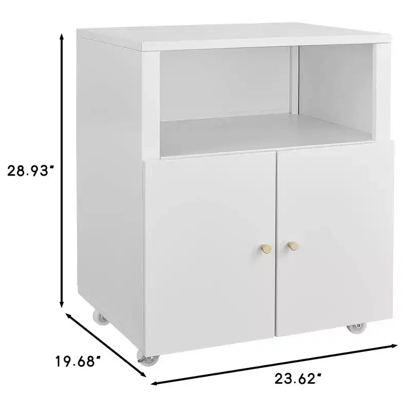 Heavy Duty Mobile Metal Printer Cabinet with 2 Doors & Storage Shelf, Under Desk Printer Stand, Rolling File Cabinet for Home Office,Garage, Workshop