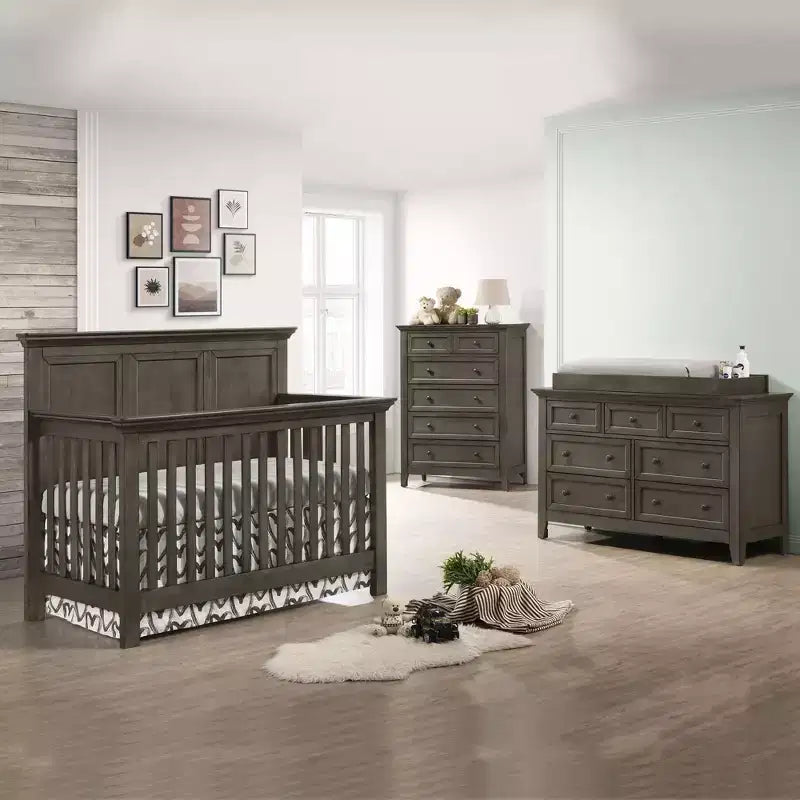 Solid Wood Convertible Crib - Gray