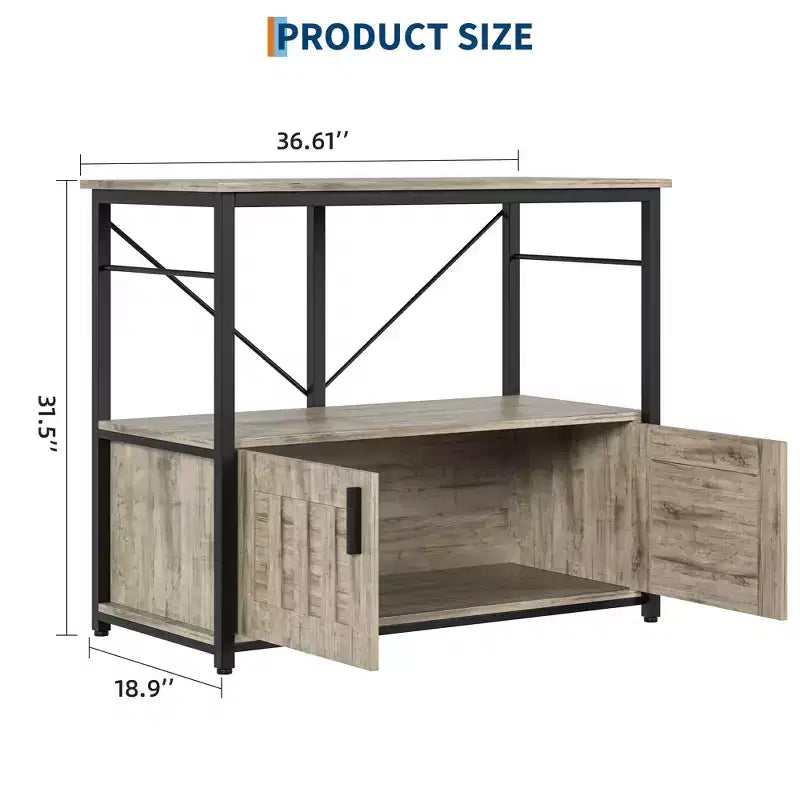 40-50 Gallon Aquarium Stand  Double-Tier Metal & Wood Storage, 660lbs Capacity, Adjustable Feet  Gray