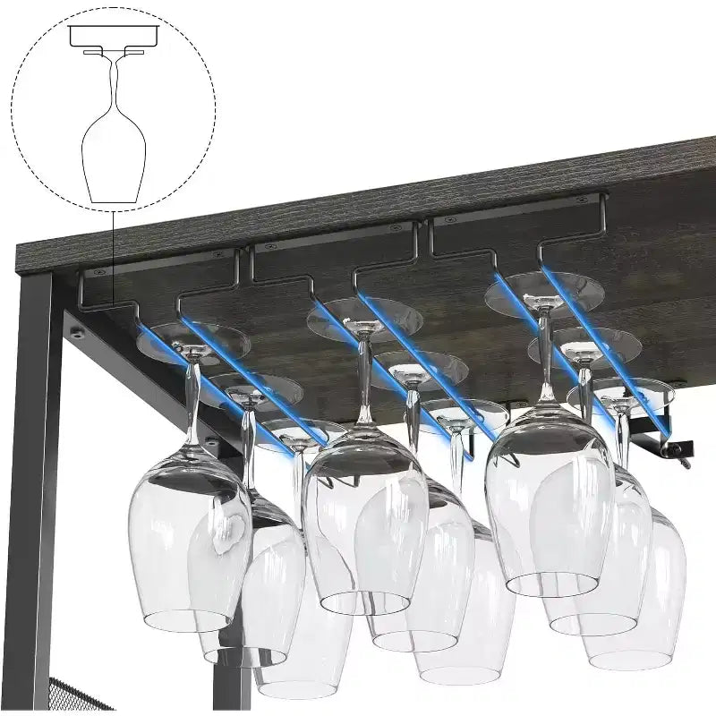 Coffee Wine Bar Rack Cabinet with Removable Wine Rack, Glass Holder, Drawer & Mesh Door  Sideboard and Buffet Storage for Dining Room, Kitchen