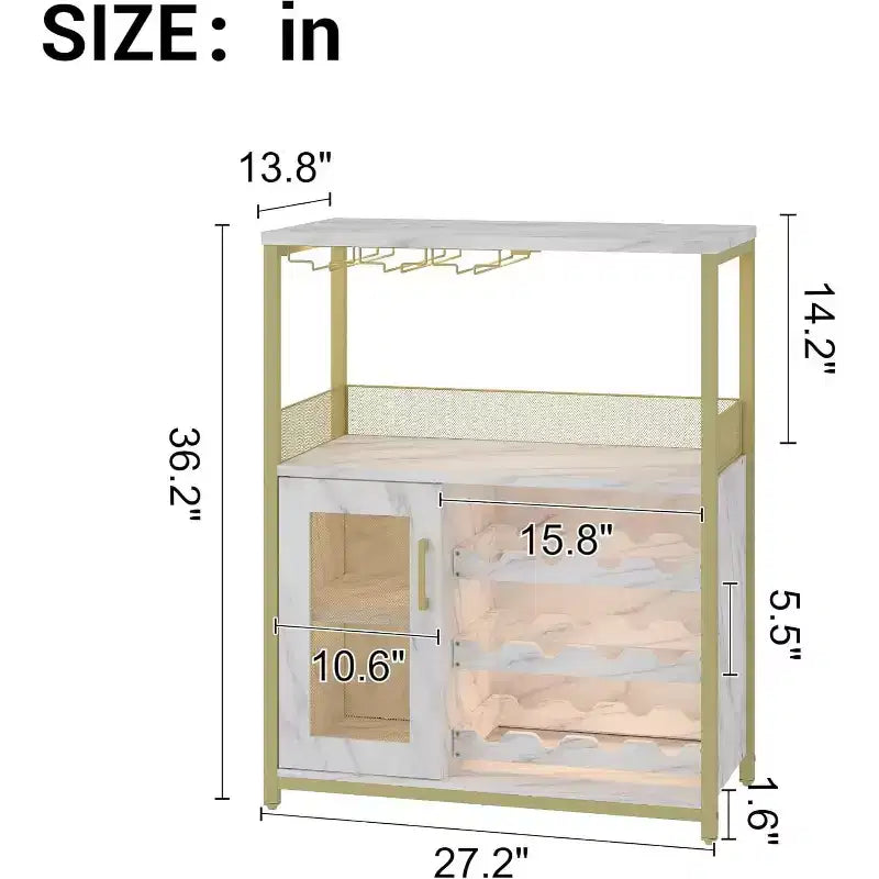 Coffee Wine Bar Rack Cabinet with Removable Wine Rack, Glass Holder, Drawer & Mesh Door  Sideboard and Buffet Storage for Dining Room, Kitchen