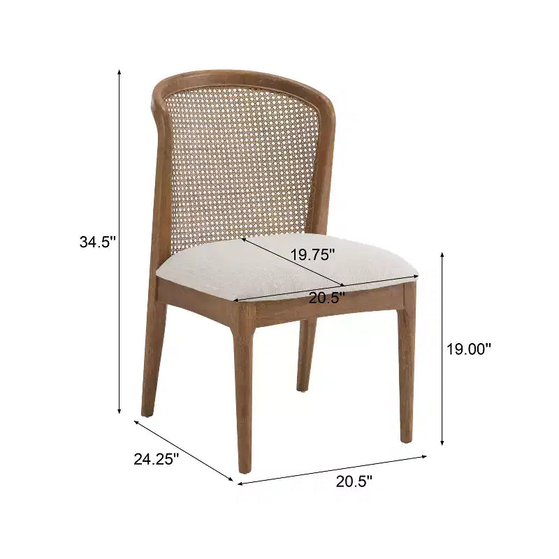 Christopher Knight Home Thaddea 7-Piece Farmhouse Expandable Rubberwood Dining Set with Rattan Fabric Upholstered Chairs