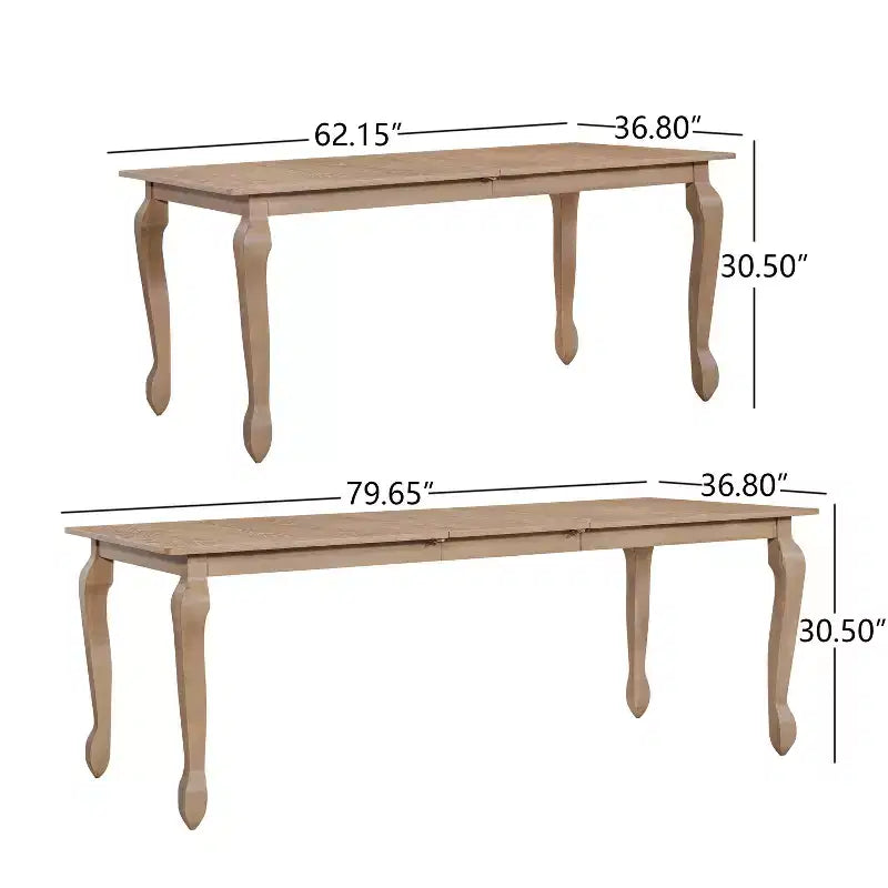 Christopher Knight Home Thaddea 7-Piece Farmhouse Expandable Rubberwood Dining Set with Rattan Fabric Upholstered Chairs