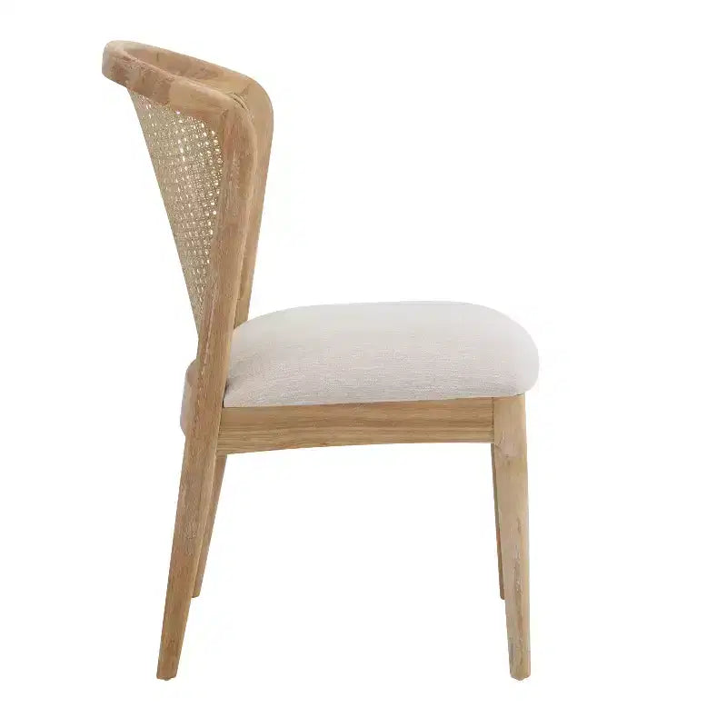 Christopher Knight Home Thaddea 7-Piece Farmhouse Expandable Rubberwood Dining Set with Rattan Fabric Upholstered Chairs