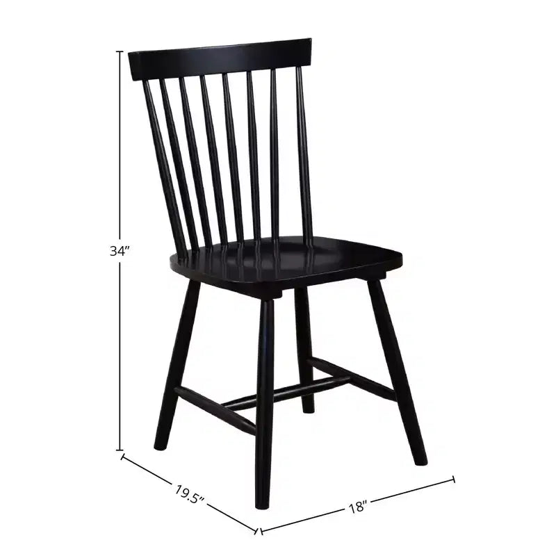 Windsor Dining Side Chairs, Set of 2, Black