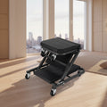 2-in-1 Collapsible Mechanic Creeper Seat, Adjustable Rolling Garage Workshop Chair, 330 LBS Capacity, 6 Swivel Wheels, Steel Frame, for Car Repair